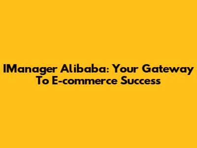 IManager Alibaba: Your Gateway To E-commerce Success