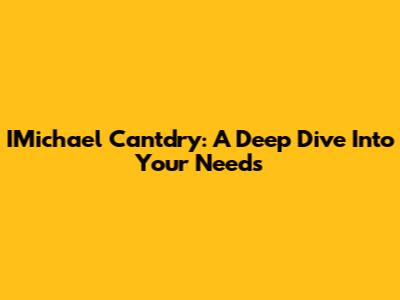 IMichael Cantdry: A Deep Dive Into Your Needs