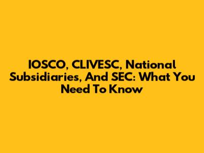 IOSCO, CLIVESC, National Subsidiaries, And SEC: What You Need To Know