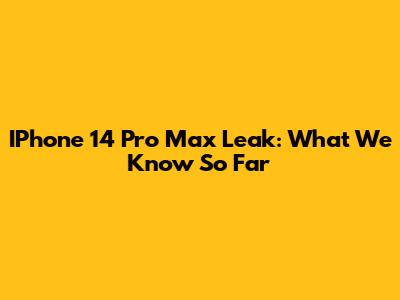 IPhone 14 Pro Max Leak: What We Know So Far