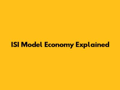 ISI Model Economy Explained