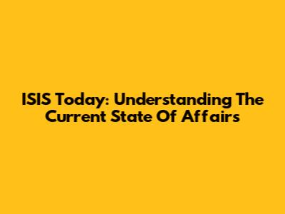 ISIS Today: Understanding The Current State Of Affairs
