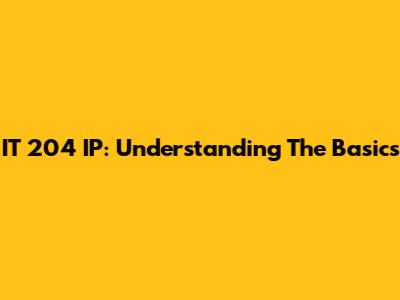IT 204 IP: Understanding The Basics