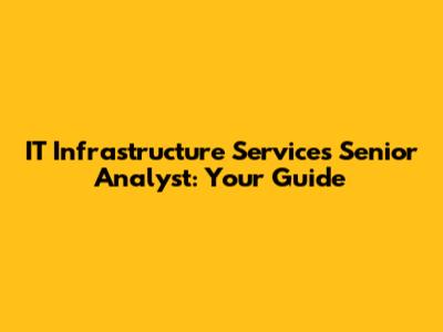 IT Infrastructure Services Senior Analyst: Your Guide