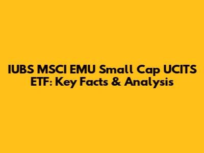 IUBS MSCI EMU Small Cap UCITS ETF: Key Facts & Analysis