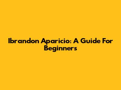 Ibrandon Aparicio: A Guide For Beginners