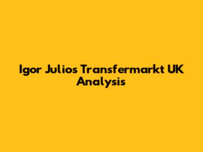 Igor Julio's Transfermarkt UK Analysis