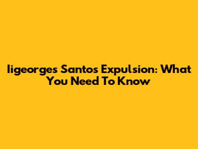 Iigeorges Santos Expulsion: What You Need To Know