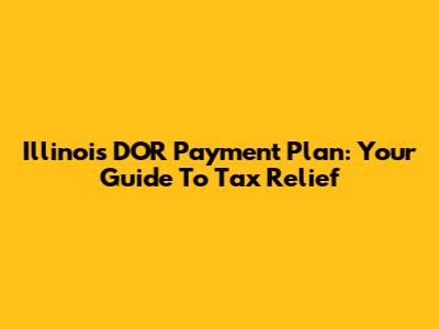 Illinois DOR Payment Plan: Your Guide To Tax Relief