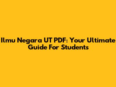 Ilmu Negara UT PDF: Your Ultimate Guide For Students