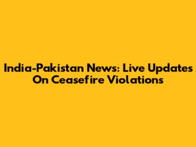 India-Pakistan News: Live Updates On Ceasefire Violations
