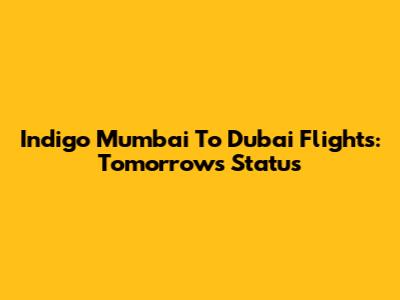 Indigo Mumbai To Dubai Flights: Tomorrow's Status
