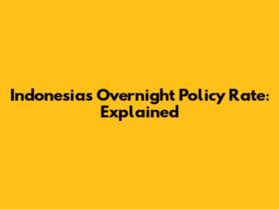Indonesia's Overnight Policy Rate: Explained