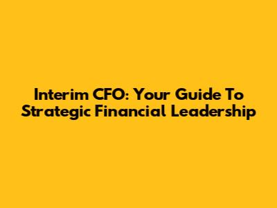 Interim CFO: Your Guide To Strategic Financial Leadership