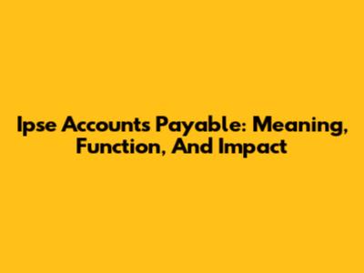 Ipse Accounts Payable: Meaning, Function, And Impact