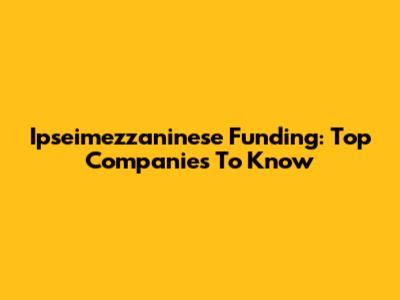 Ipseimezzaninese Funding: Top Companies To Know