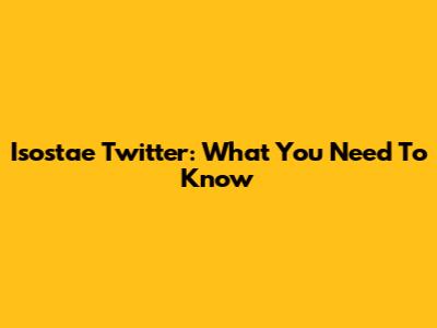 Isostae Twitter: What You Need To Know