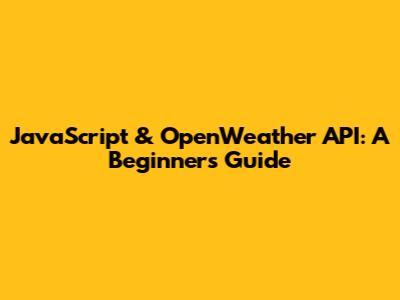 JavaScript & OpenWeather API: A Beginner's Guide