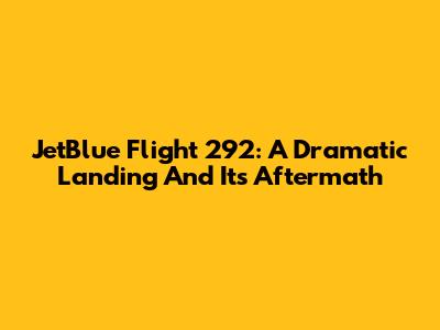 JetBlue Flight 292: A Dramatic Landing And Its Aftermath