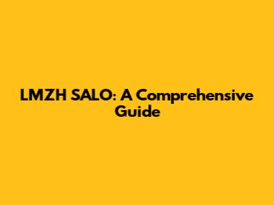 LMZH SALO: A Comprehensive Guide