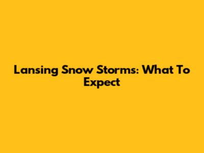 Lansing Snow Storms: What To Expect