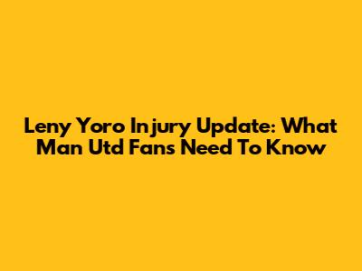 Leny Yoro Injury Update: What Man Utd Fans Need To Know