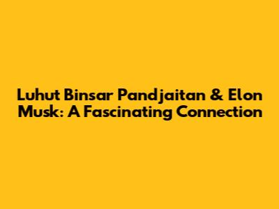Luhut Binsar Pandjaitan & Elon Musk: A Fascinating Connection