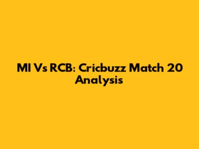 MI Vs RCB: Cricbuzz Match 20 Analysis