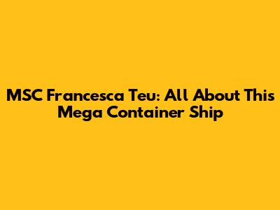 MSC Francesca Teu: All About This Mega Container Ship