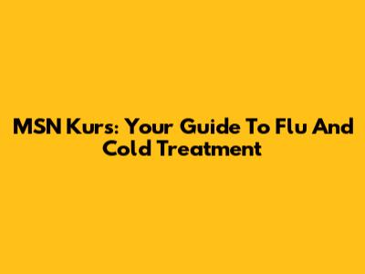 MSN Kurs: Your Guide To Flu And Cold Treatment