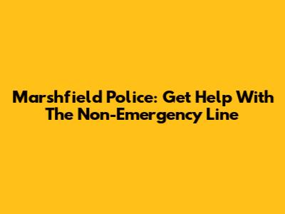 Marshfield Police: Get Help With The Non-Emergency Line