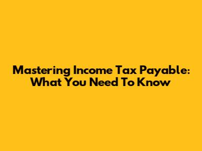 Mastering Income Tax Payable: What You Need To Know