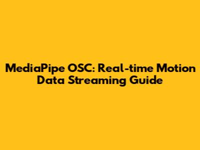 MediaPipe OSC: Real-time Motion Data Streaming Guide