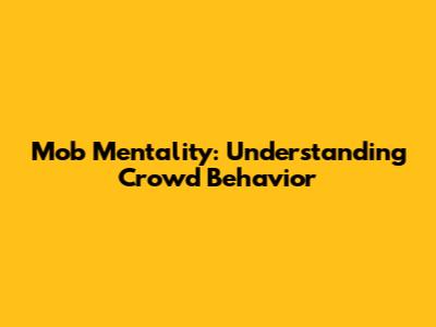 Mob Mentality: Understanding Crowd Behavior