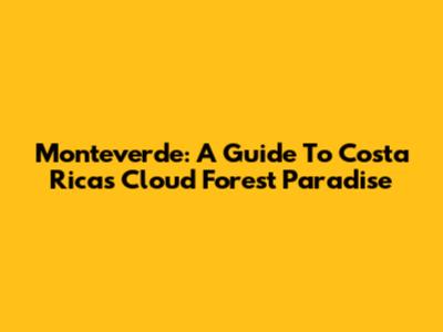 Monteverde: A Guide To Costa Rica's Cloud Forest Paradise