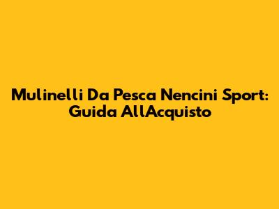 Mulinelli Da Pesca Nencini Sport: Guida All'Acquisto
