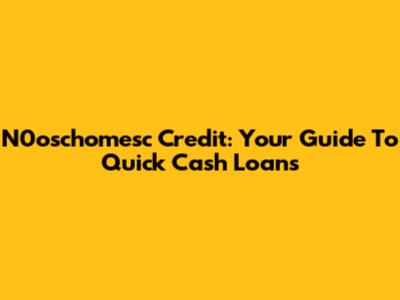 N0oschomesc Credit: Your Guide To Quick Cash Loans