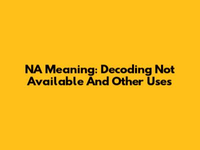 NA Meaning: Decoding "Not Available" And Other Uses