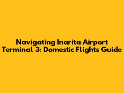 Navigating Inarita Airport Terminal 3: Domestic Flights Guide