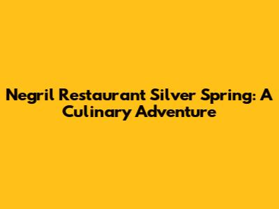 Negril Restaurant Silver Spring: A Culinary Adventure