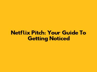 Netflix Pitch: Your Guide To Getting Noticed