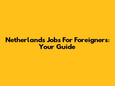 Netherlands Jobs For Foreigners: Your Guide