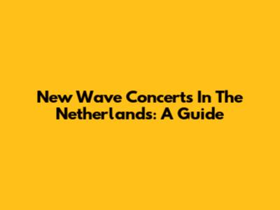 New Wave Concerts In The Netherlands: A Guide