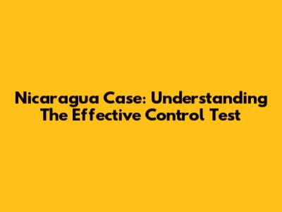 Nicaragua Case: Understanding The Effective Control Test