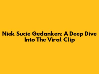 Niek Sucie Gedanken: A Deep Dive Into The Viral Clip