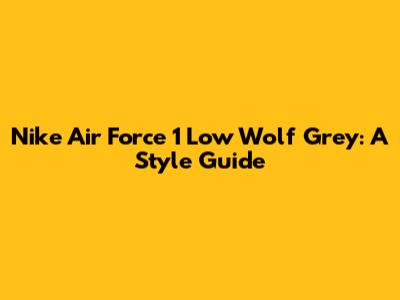 Nike Air Force 1 Low Wolf Grey: A Style Guide