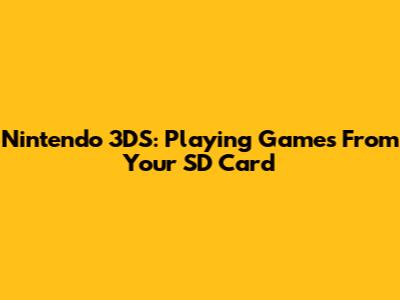 Nintendo 3DS: Playing Games From Your SD Card