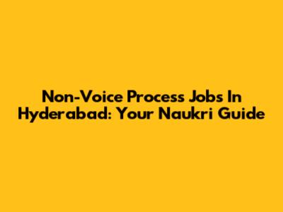 Non-Voice Process Jobs In Hyderabad: Your Naukri Guide