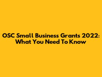 OSC Small Business Grants 2022: What You Need To Know