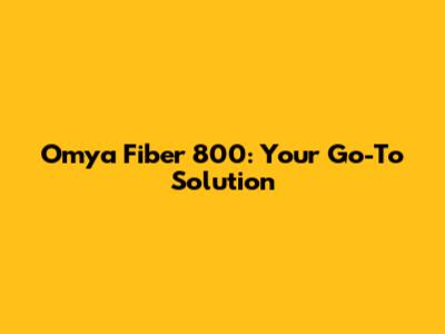 Omya Fiber 800: Your Go-To Solution
